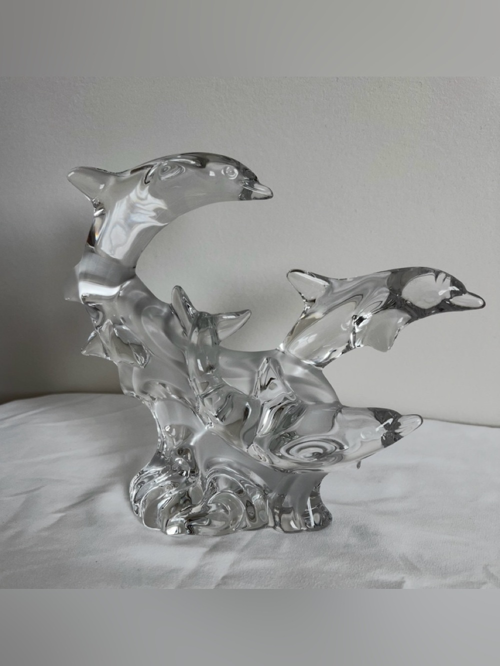 Vtg Lenox Germany Fine Crystal "Trio of Grace" Dolphin Figurine w/ Sticker